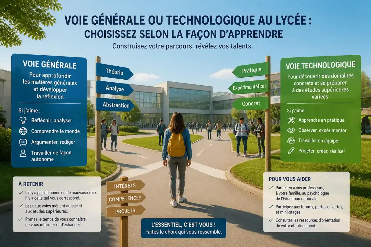 Voie générale ou technologique au lycée : choisissez selon la façon d’apprendre