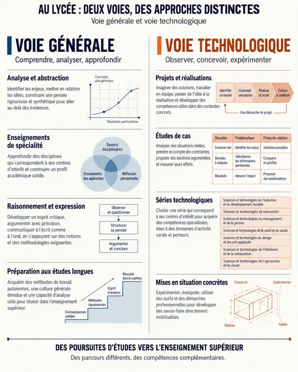 Comparatif entre la voie générale et la voie technologique au lycée