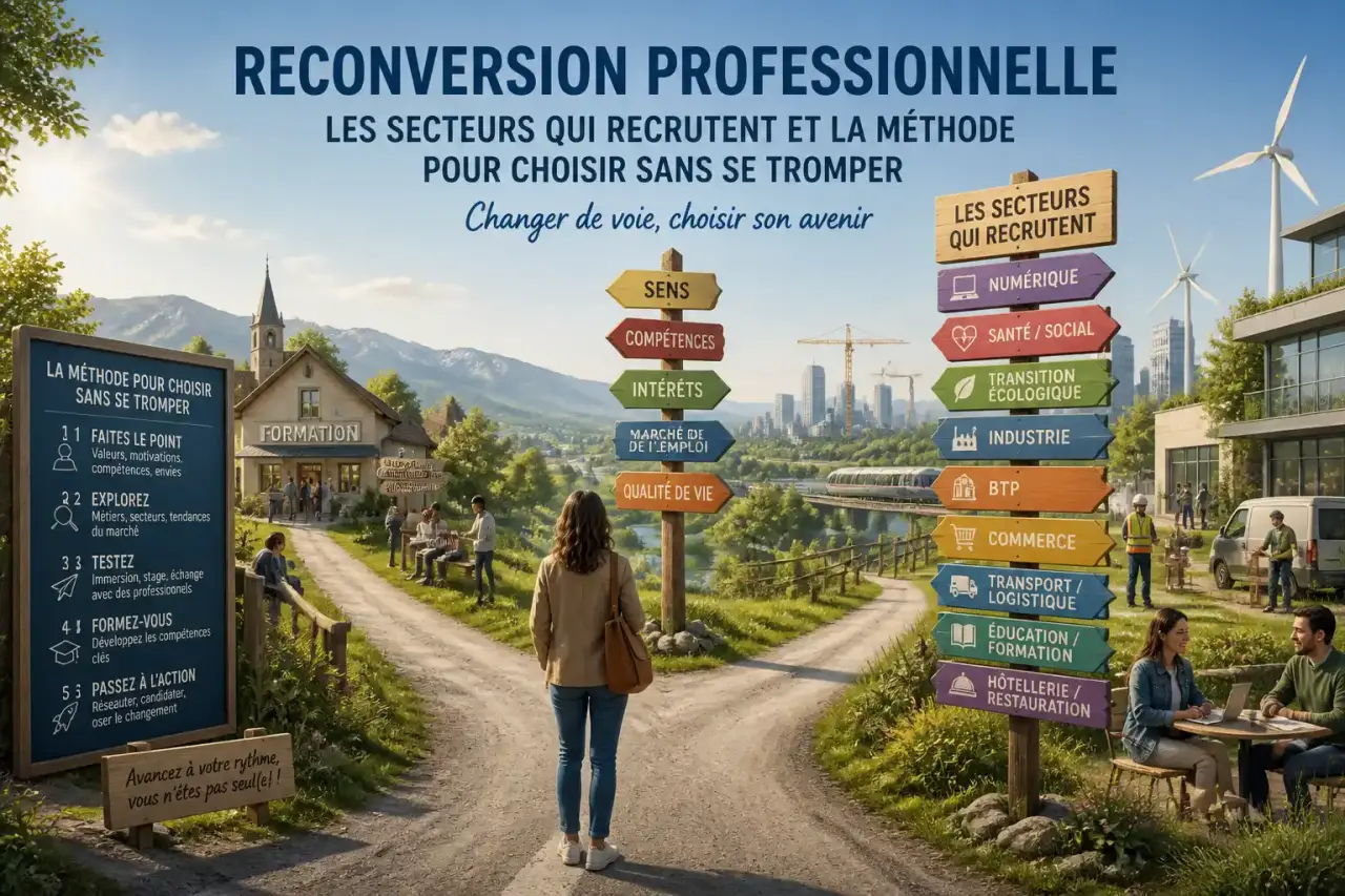 Reconversion professionnelle : les secteurs qui recrutent et la méthode pour choisir sans se tromper