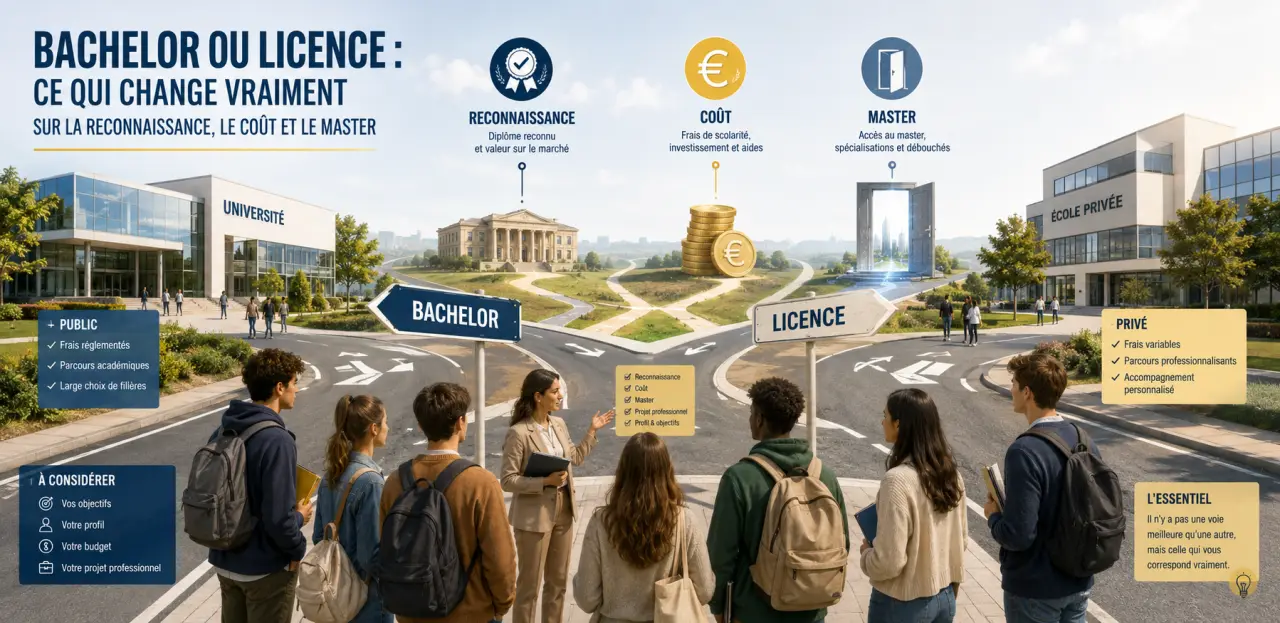 Bachelor ou licence : ce qui change vraiment sur la reconnaissance, le coût et le master