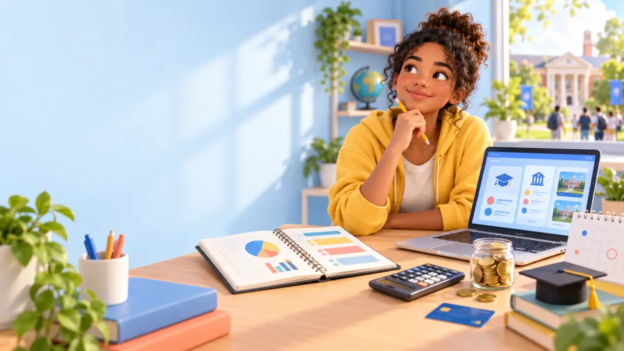 Jeune étudiant préparant le budget de son orientation scolaire