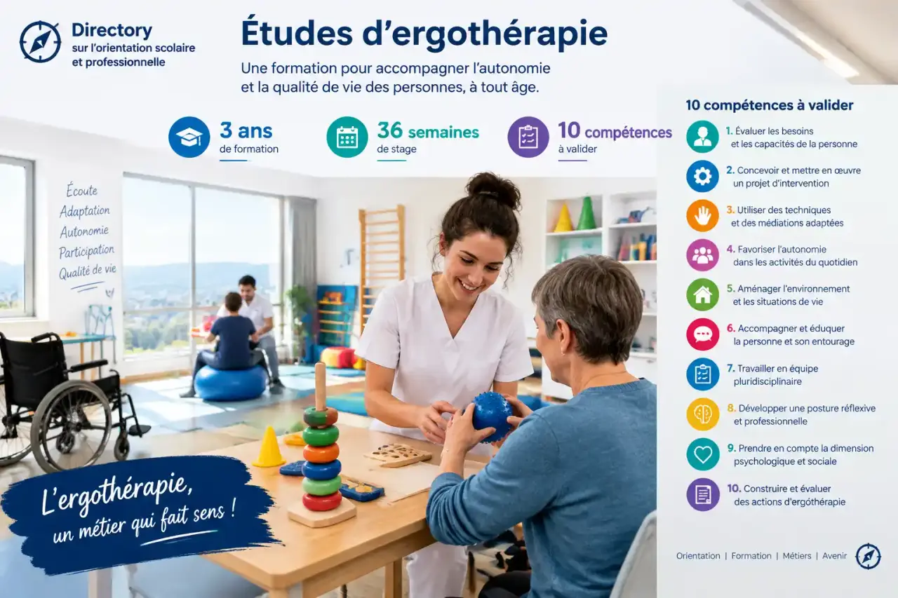 Études d’ergothérapie : 3 ans de formation, 36 semaines de stage et 10 compétences à valider